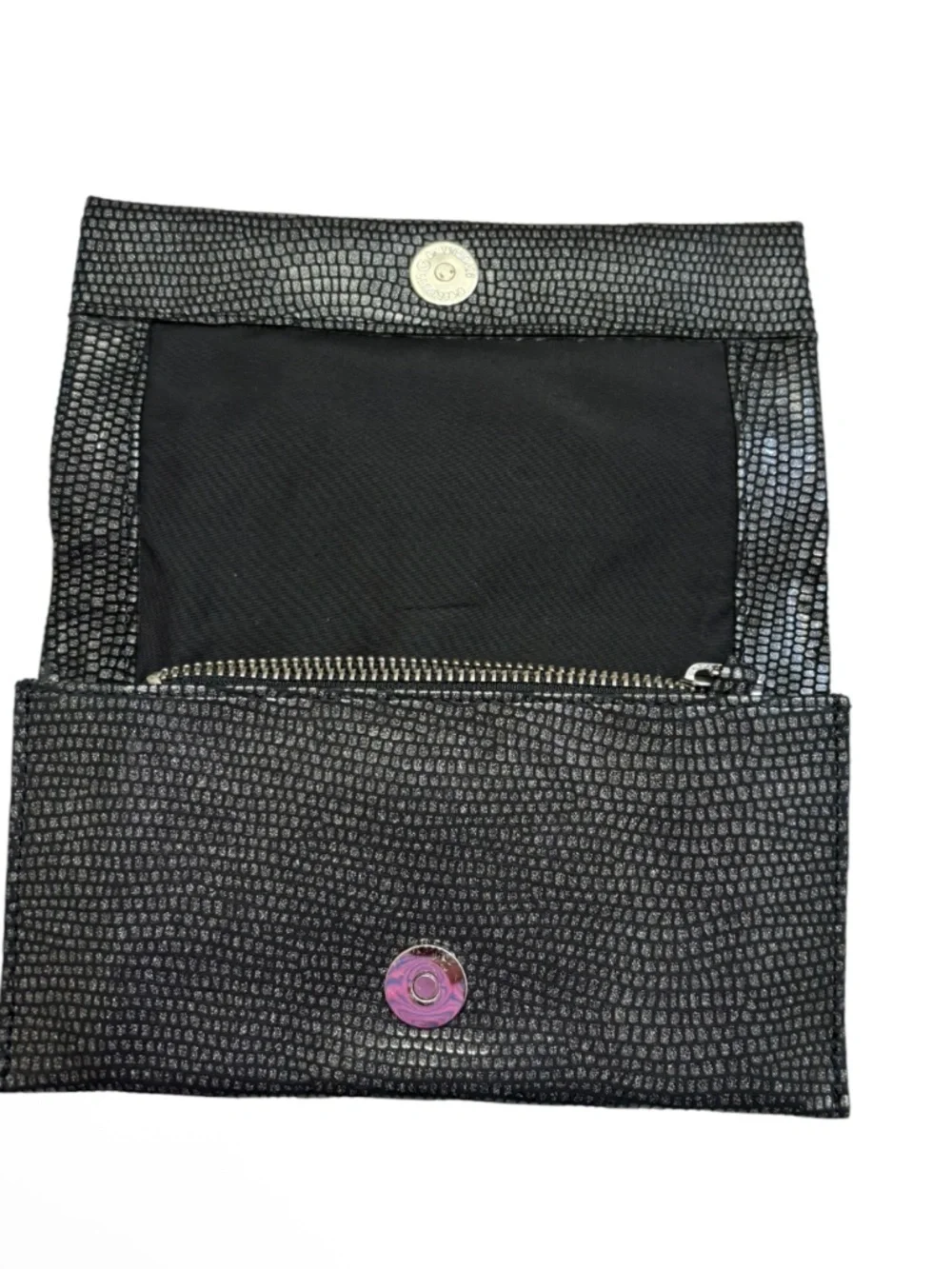 Latico black textured leather wallet clutch